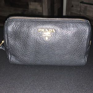 Authentic Black Leather Prada Cosmetic Pouch - Clutch